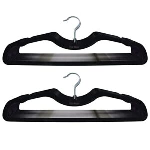 Higher Hangers Non-Slip Velvet Hangers, Slimline Space Saving Hangers for Clothes, Closet Organizer for College Dorms, RV’s, & More, Creates Closet Space, Reduces Wrinkles & Clutter, 40 Pc, Black