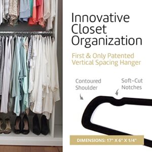 Higher Hangers Non-Slip Velvet Hangers, Slimline Space Saving Hangers for Clothes, Closet Organizer for College Dorms, RV’s, & More, Creates Closet Space, Reduces Wrinkles & Clutter, 40 Pc, Black