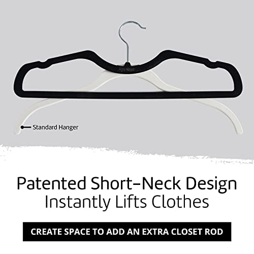 Higher Hangers Non-Slip Velvet Hangers, Slimline Space Saving Hangers for Clothes, Closet Organizer for College Dorms, RV’s, & More, Creates Closet Space, Reduces Wrinkles & Clutter, 40 Pc, Black