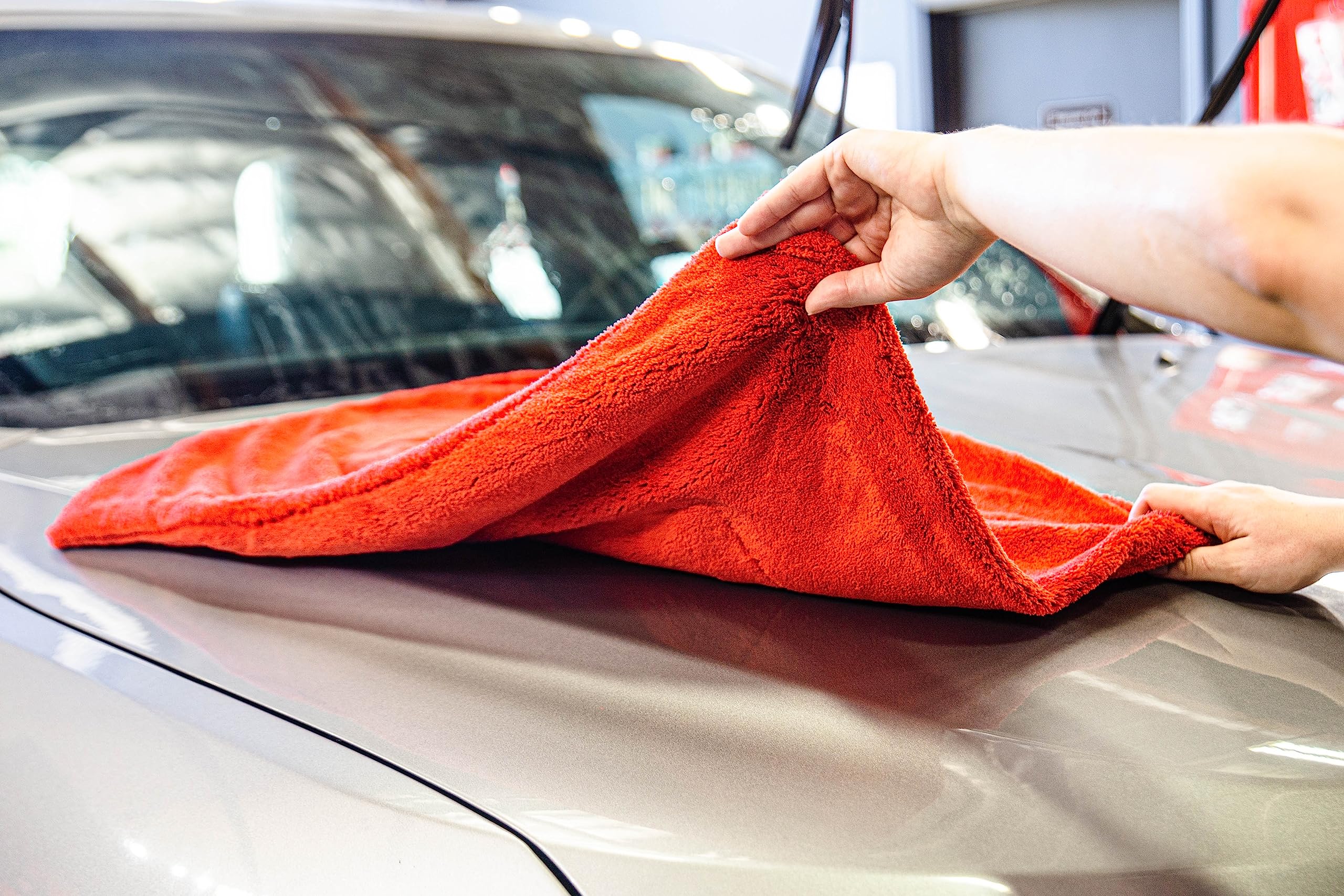 Maxshine 1000GSM Crazy Microfiber Drying Towel Series – Large Red 19.69 x 27.56 inches, Efficient Car Washing and Drying, Long Service Life