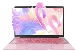 win 11 pro 14’’ hd display ultra-thin portable entertainment notebook high speed celeron j4105(quad-core and four-thread) 6g ram 256gb ssd high-performance laptop with mouse (6g+256gb, rose gold)