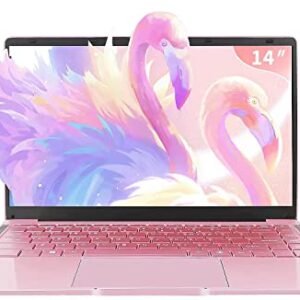 Win 11 Pro 14’’ HD display Ultra-Thin Portable Entertainment Notebook high Speed Celeron J4105(quad-core and four-thread) 6G RAM 256GB SSD High-Performance Laptop with Mouse (6G+256GB, Rose Gold)