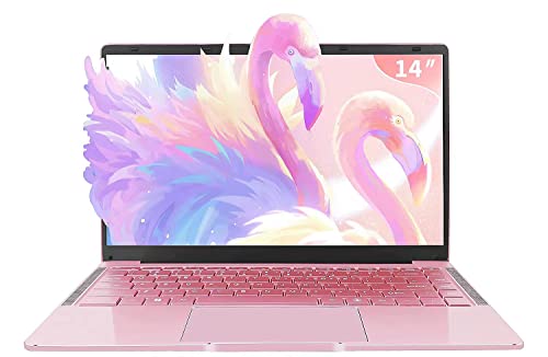 Win 11 Pro 14’’ HD display Ultra-Thin Portable Entertainment Notebook high Speed Celeron J4105(quad-core and four-thread) 6G RAM 256GB SSD High-Performance Laptop with Mouse (6G+256GB, Rose Gold)