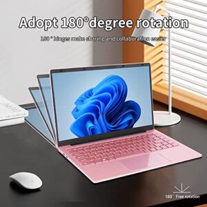 Win 11 Pro 14’’ HD display Ultra-Thin Portable Entertainment Notebook high Speed Celeron J4105(quad-core and four-thread) 6G RAM 256GB SSD High-Performance Laptop with Mouse (6G+256GB, Rose Gold)