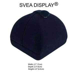 Svea Display Navy Blue Velvet Premium Grade Jewelry Box for Earrings Necklace Double Layer Modern Unique Design Packaging Gift for Her (Jewelry is not included)