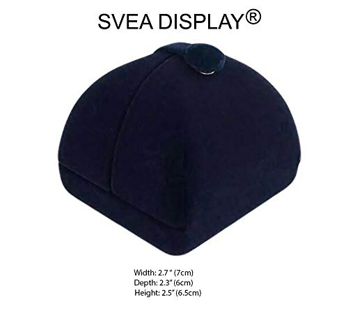 Svea Display Navy Blue Velvet Premium Grade Jewelry Box for Earrings Necklace Double Layer Modern Unique Design Packaging Gift for Her (Jewelry is not included)