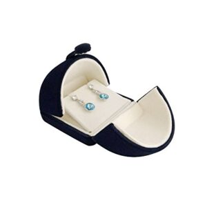 Svea Display Navy Blue Velvet Premium Grade Jewelry Box for Earrings Necklace Double Layer Modern Unique Design Packaging Gift for Her (Jewelry is not included)