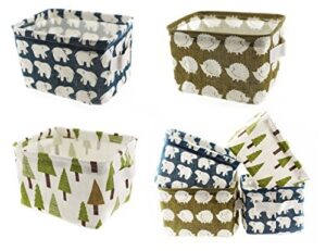 canvas fabric storage boxes with strong cotton rope handle, foldable basket organizer storage bins with lid drawer organizers (small)