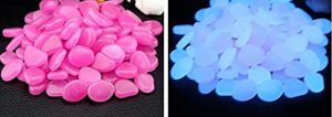 chic style glow stone glowing in the dark pebbles outdoor decor fish tank walkway gravel rocks decoration (pink in daytime, purple in the dark)