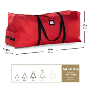 Zober Premium Rolling Large Christmas Tree Storage Bag- Fits Upto 7.5ft. Artificial Disassembled Trees, Durable Handles&Wheels for Easy Carry and Transport, Tear Proof 600D Oxford Duffle Bag 5 Year Warranty