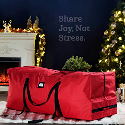 Zober Premium Rolling Large Christmas Tree Storage Bag- Fits Upto 7.5ft. Artificial Disassembled Trees, Durable Handles&Wheels for Easy Carry and Transport, Tear Proof 600D Oxford Duffle Bag 5 Year Warranty