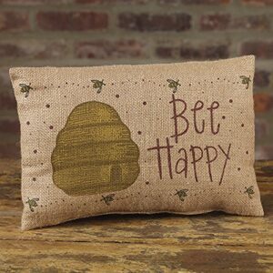 the country house collection bee happy beehive 12 x 8 burlap decorative throw pillow