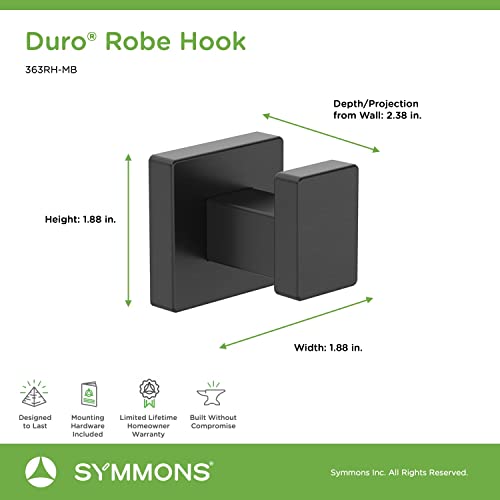 Symmons 363RH-MB Duro Wall-Mounted Robe Hook in Matte Black