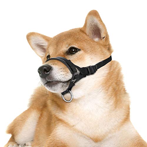 Lepark Nylon Dog Muzzle for Small,Medium,Large Dogs Prevent from Biting,Barking and Chewing,Adjustable Loop(L/Black)