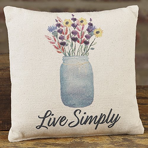 The Country House Collection Mason Jar Live Simply 8 x 8 Canvas Decorative Throw Pillow