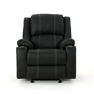 great deal furniture sophia traditional black leather recliner with steel cup holders