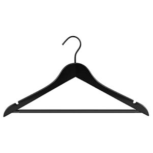 Perfecasa Premium Wooden Clothes Hangers 20 Pack, Suit Hangers with Noise Canceling Hook, Non Slip Pant Bar and Two Open Notches (Black Color)