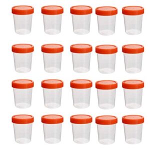 YXQ 20Pcs 120ML Sterile Specimen Cups with Lids 3OZ Screw-on Cap Red Cover Measuring Containers Seal Clear Transparent PP-Plastic