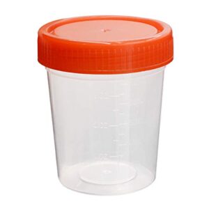 YXQ 20Pcs 120ML Sterile Specimen Cups with Lids 3OZ Screw-on Cap Red Cover Measuring Containers Seal Clear Transparent PP-Plastic