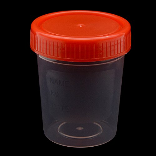 YXQ 20Pcs 120ML Sterile Specimen Cups with Lids 3OZ Screw-on Cap Red Cover Measuring Containers Seal Clear Transparent PP-Plastic