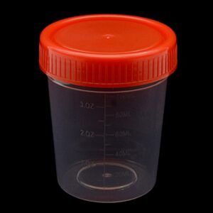 YXQ 20Pcs 120ML Sterile Specimen Cups with Lids 3OZ Screw-on Cap Red Cover Measuring Containers Seal Clear Transparent PP-Plastic