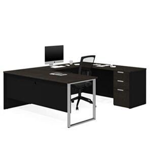 bestar pro-concept plus u-shaped executive desk with pedestal, deep grey & black