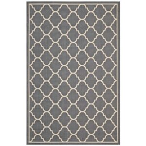 Modway Avena Moroccan Quatrefoil Trellis 5x8 Indoor and Outdoor In Gray and Beige