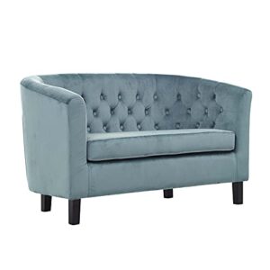modway eei-2615 prospect velvet upholstered contemporary modern loveseat in sea blue