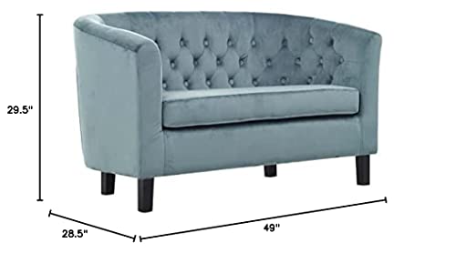 Modway EEI-2615 Prospect Velvet Upholstered Contemporary Modern Loveseat In Sea Blue