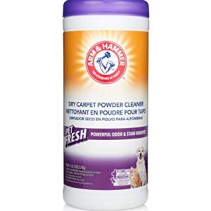 Arm & Hammer Pet Fresh Dry Carpet Cleaner, Stain and Odor Remover Powder, Absorbs Allergens and Pet + Child Safe, 18 Ounce