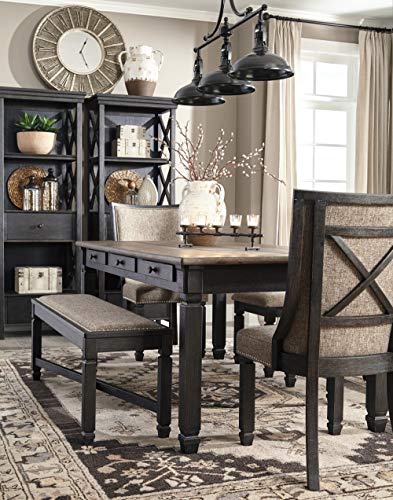 Signature Design by Ashley Tyler Creek Farmhouse 75" Display Cabinet or Bookcase with Drawers, Almost Black