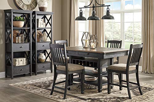 Signature Design by Ashley Tyler Creek Farmhouse 75" Display Cabinet or Bookcase with Drawers, Almost Black