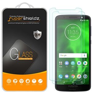 (2 pack) supershieldz designed for motorola moto g6 tempered glass screen protector, anti scratch, bubble free