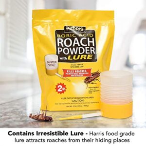 Harris Boric Acid Roach and Silverfish Killer Powder w/Lure, Powder Duster Included in The Bag (32oz)