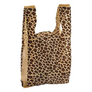 medium leopard print plastic t-shirt bags - 11 ½” x 6" x 21" (case of 500) perfect for restaurants, retail, grocery, take out, shopping, and more - thickness: .48mil hdpe