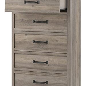 Ameriwood Home Bassinger 5 Drawer Dresser, Gray Oak