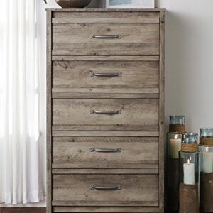 Ameriwood Home Bassinger 5 Drawer Dresser, Gray Oak