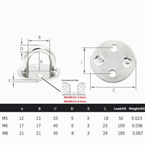 304 Stainless Steel Round Eye Pad Plate 5/16" 8mm Anchor Mount Great for Yoga Swings Hammocks/Boat Rigging/Marine Deck Hardware/Suspension Training Straps