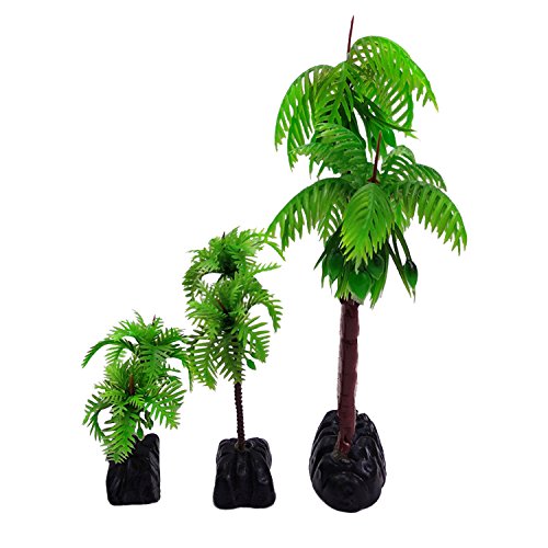 M2cbridge Plastic Coco Tree Aquarium Coconut Plants Palm Tree for Fish Tank Aquarium Decor （9pcs）