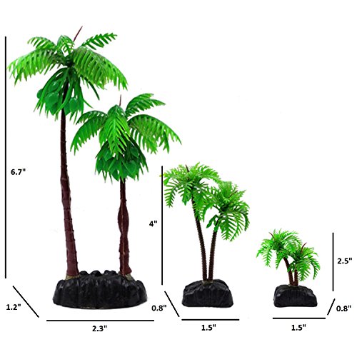 M2cbridge Plastic Coco Tree Aquarium Coconut Plants Palm Tree for Fish Tank Aquarium Decor （9pcs）