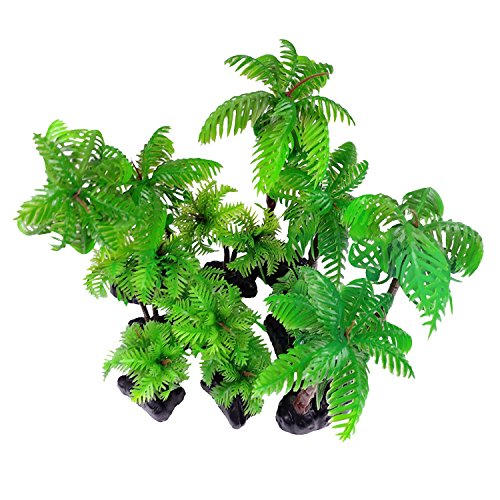 M2cbridge Plastic Coco Tree Aquarium Coconut Plants Palm Tree for Fish Tank Aquarium Decor （9pcs）