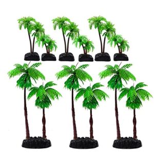 M2cbridge Plastic Coco Tree Aquarium Coconut Plants Palm Tree for Fish Tank Aquarium Decor （9pcs）