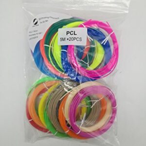 LEE FUNG 3D Pen Filament Refills Set of 20 Colors 1.75mm PCL 3D Printing Filament 16.4 Feet of Each Dimensional Accuracy +/- 0.05 mm for 3D Printer Pen with One Normal Package