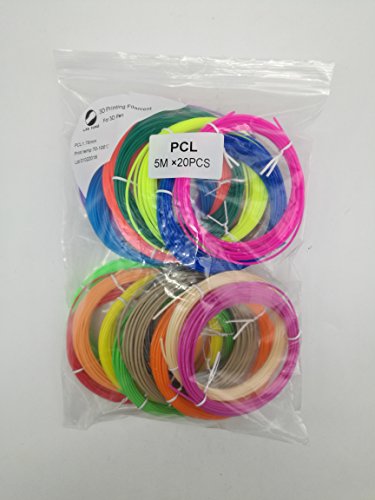 LEE FUNG 3D Pen Filament Refills Set of 20 Colors 1.75mm PCL 3D Printing Filament 16.4 Feet of Each Dimensional Accuracy +/- 0.05 mm for 3D Printer Pen with One Normal Package