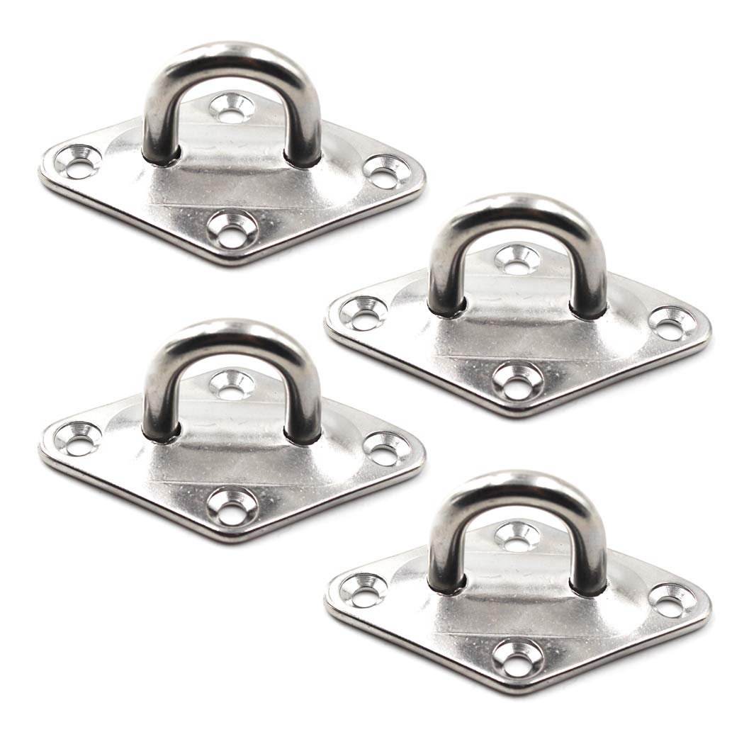 304 Stainless Steel Diamond Eye Pad Plate 5/16" 8mm Anchor Mount Great for Yoga Swings Hammocks/Boat Rigging/Marine Deck Hardware/Suspension Training Straps