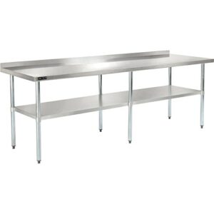 nexel wb9630bss stainless steel worktable with backsplash, 96"w x 30"d x 35"h