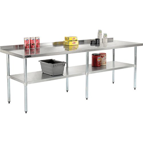 Nexel WB9630BSS Stainless Steel Worktable with Backsplash, 96"W x 30"D x 35"H