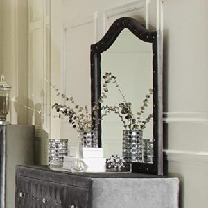 Coaster Furniture Deanna Upholstered Arched Frame and Nailhead Trim Mirror Grey Metallic 205104