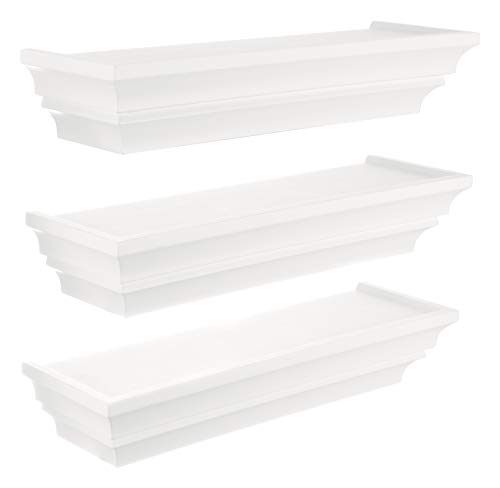 kieragrace Madison Contoured Floating Wall Shelf - White, 16", Set of 3