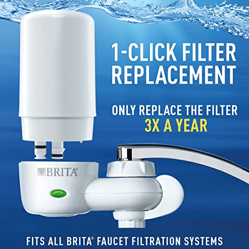 Brita Water Filter Replacements for Sink, Faucet Mount Water Filtration System for Tap Water, Reduces 99% of Lead, Basic, White, 3 Count